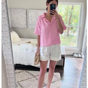 Jcrew Collection Elbow-Sleeve V-neck Shirt in Sequin